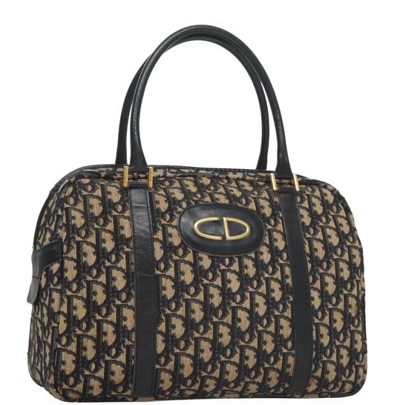 DIOR Trotter Canvas Hand Bag Navy Gold - Picture 1 of 16
